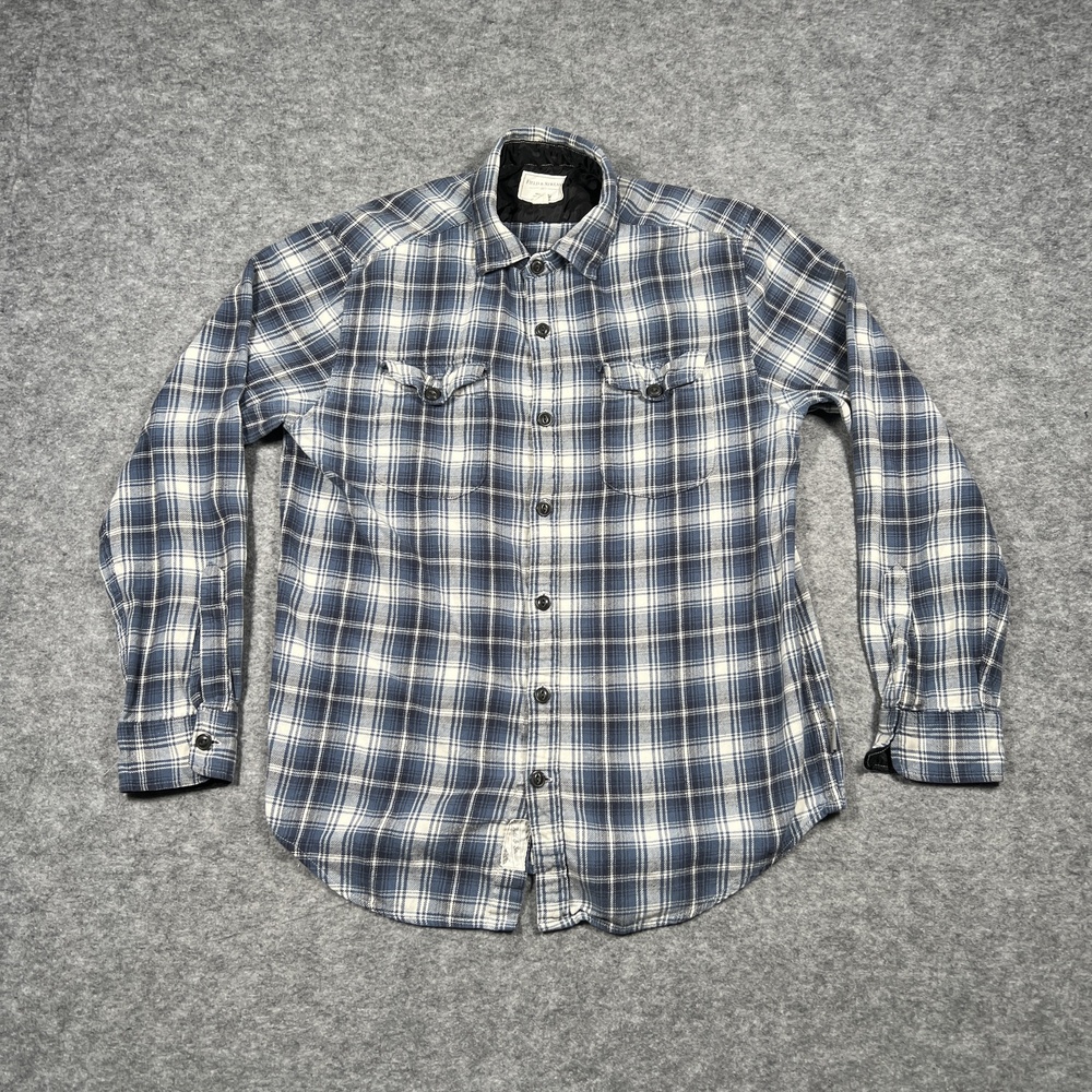 Field & Stream Shirt Mens M Blue Plaid Flannel Lined Long Sleeve Outdoor Casual
